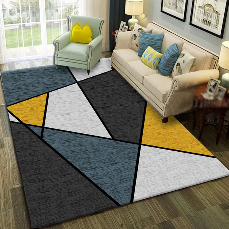 Modern Geo Pattern Rug Multi Colored Cotton Blend Area Carpet Non-Slip Pet Friendly Indoor Rug for Parlor