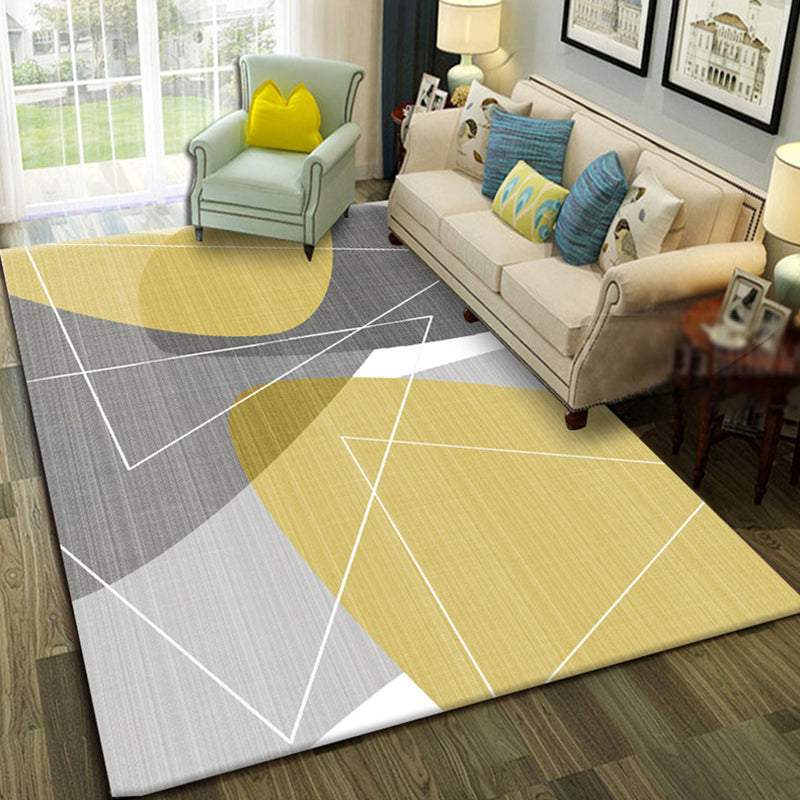 Modern Geo Pattern Rug Multi Colored Cotton Blend Area Carpet Non-Slip Pet Friendly Indoor Rug for Parlor