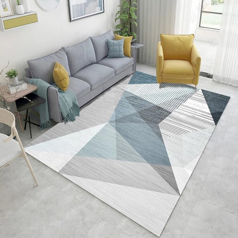 Modern Geo Pattern Rug Multi Colored Cotton Blend Area Carpet Non-Slip Pet Friendly Indoor Rug for Parlor