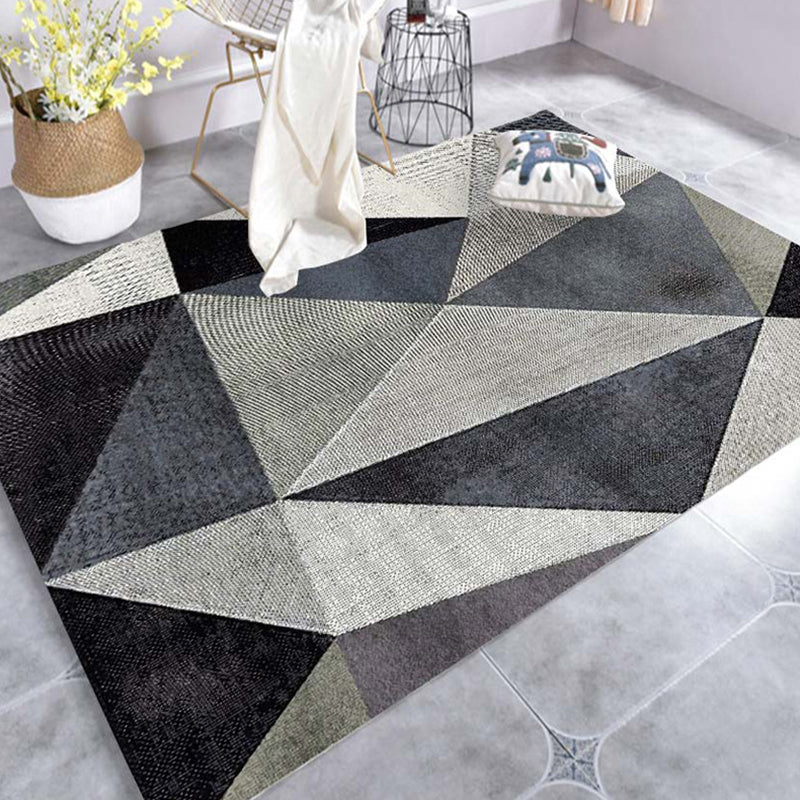 Modern Geo Pattern Rug Multi Colored Cotton Blend Area Carpet Non-Slip Pet Friendly Indoor Rug for Parlor