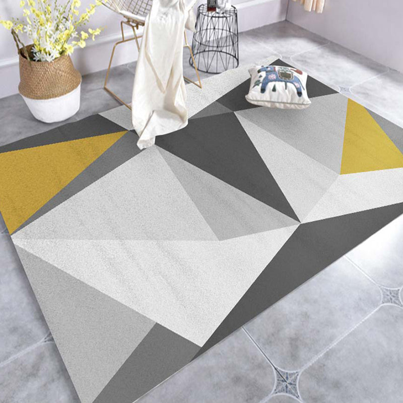 Modern Geo Pattern Rug Multi Colored Cotton Blend Area Carpet Non-Slip Pet Friendly Indoor Rug for Parlor
