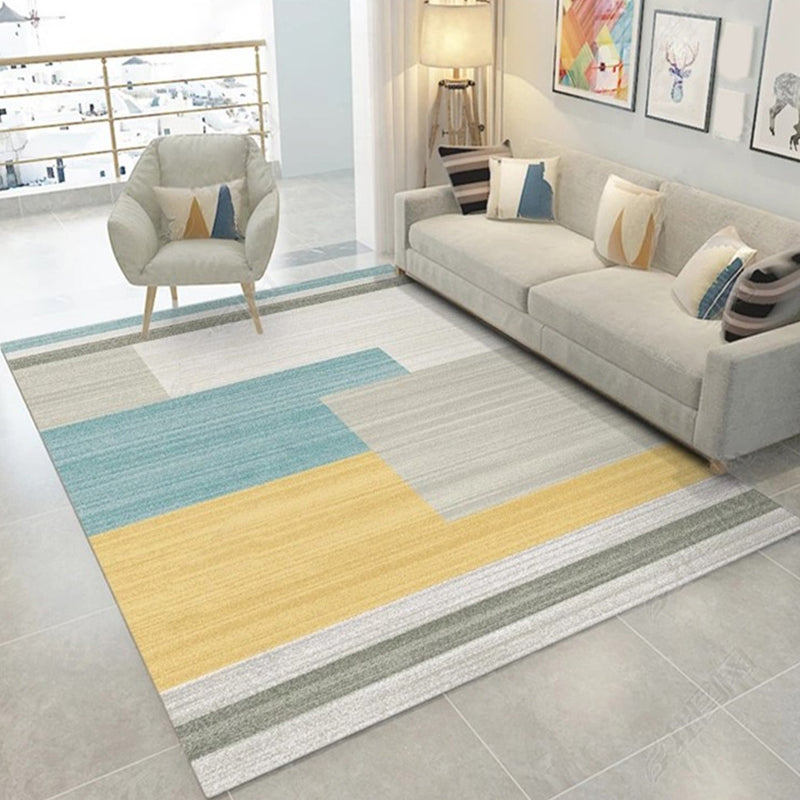 Modern Geo Pattern Rug Multi Colored Cotton Blend Area Carpet Non-Slip Pet Friendly Indoor Rug for Parlor