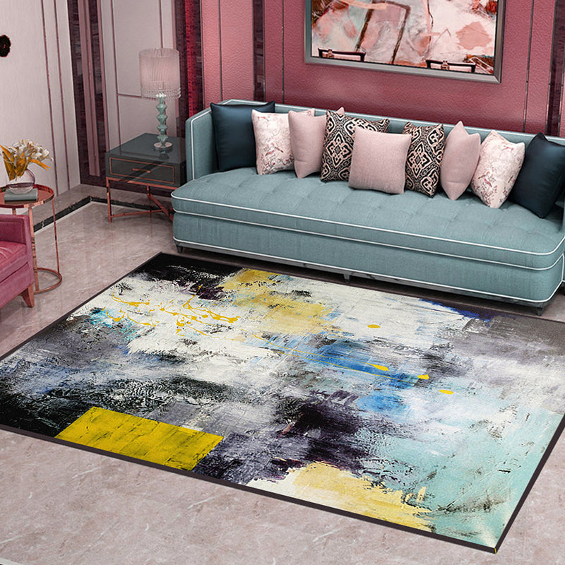 Modern Geo Pattern Rug Multi Colored Cotton Blend Area Carpet Non-Slip Pet Friendly Indoor Rug for Parlor