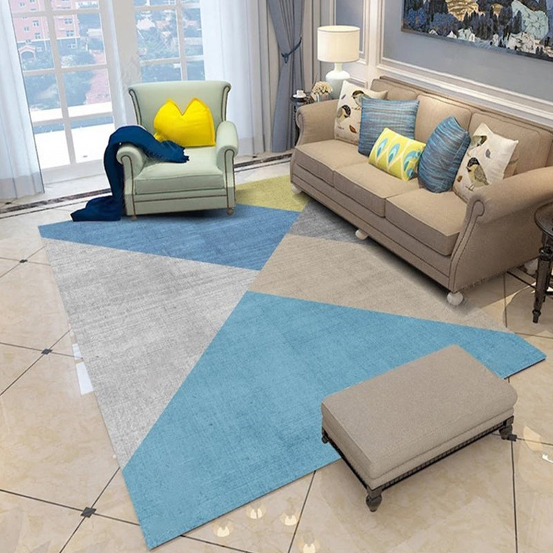 Modern Geo Pattern Rug Multi Colored Cotton Blend Area Carpet Non-Slip Pet Friendly Indoor Rug for Parlor