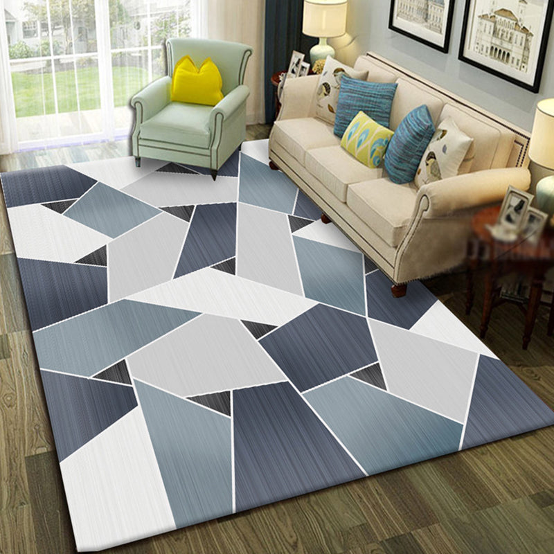 Modern Geo Pattern Rug Multi Colored Cotton Blend Area Carpet Non-Slip Pet Friendly Indoor Rug for Parlor