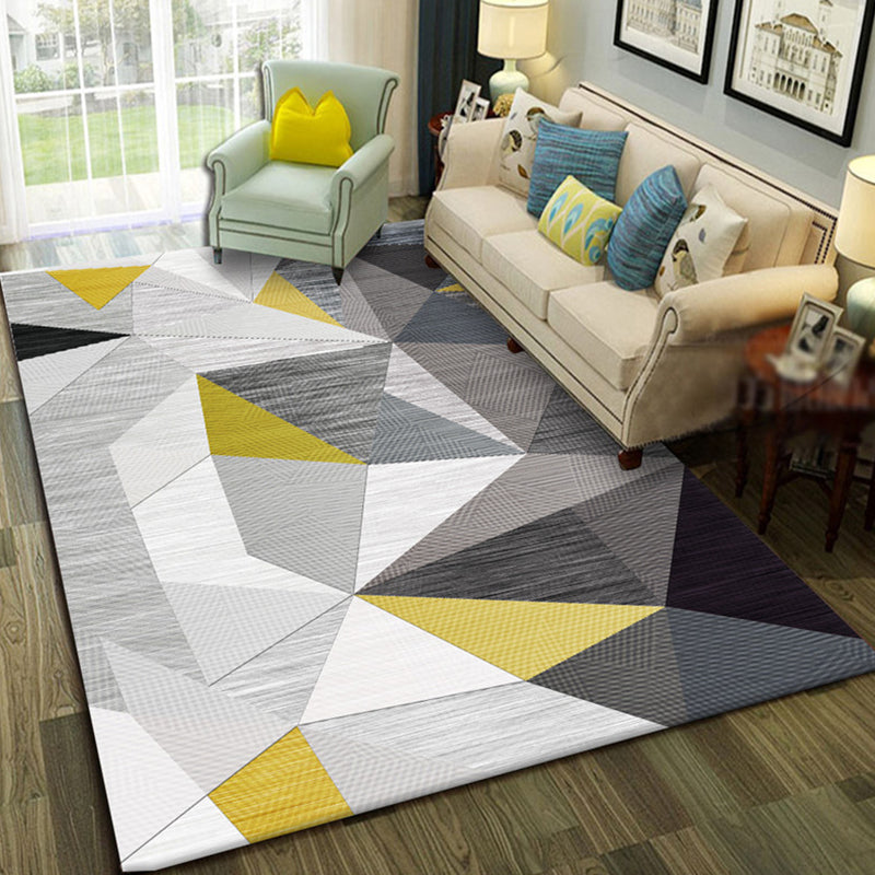 Modern Geo Pattern Rug Multi Colored Cotton Blend Area Carpet Non-Slip Pet Friendly Indoor Rug for Parlor