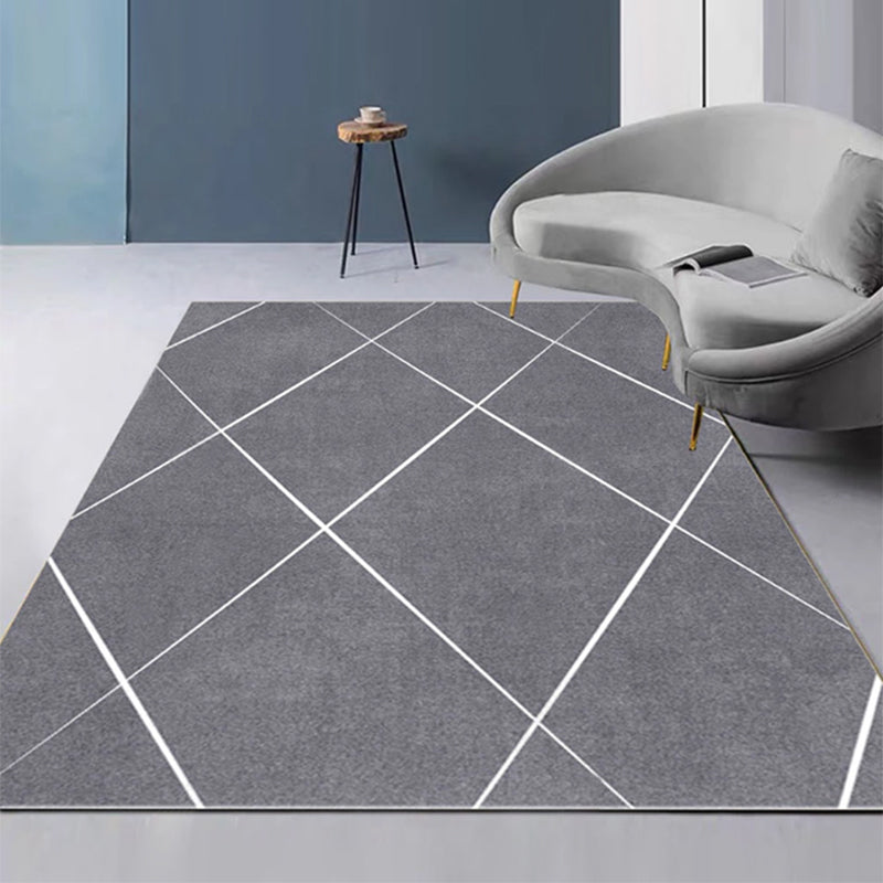 Simple Living Room Rug Multi Colored Geometric Printed Carpet Cotton Blend Non-Slip Easy Care Rug