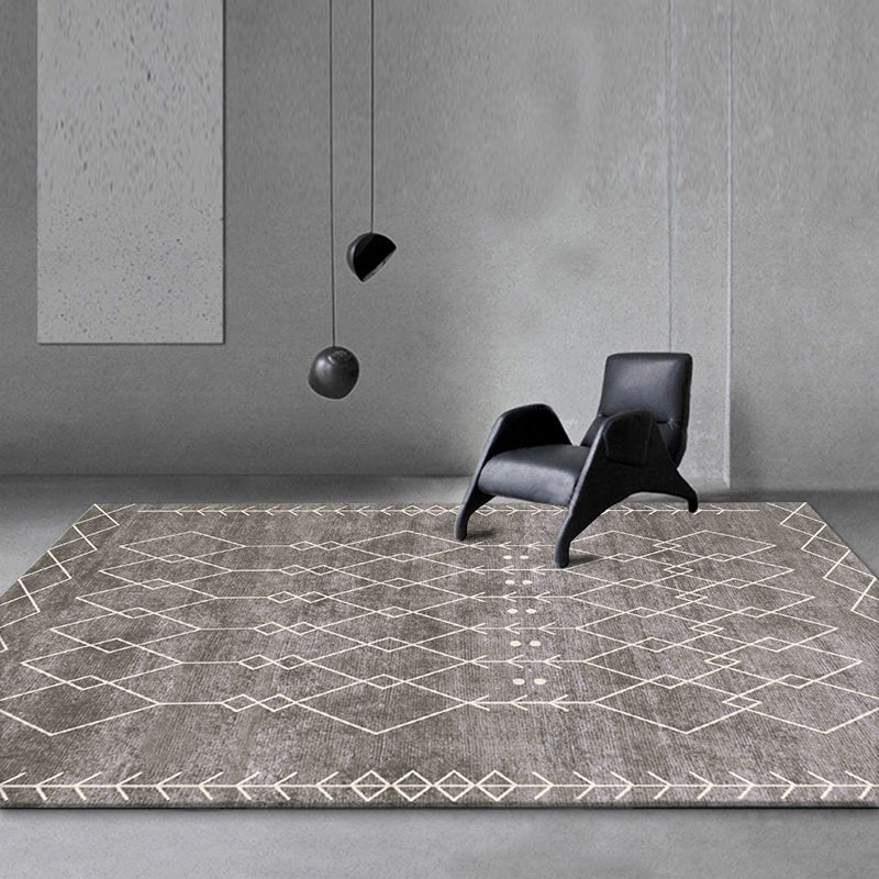 Simple Living Room Rug Multi Colored Geometric Printed Carpet Cotton Blend Non-Slip Easy Care Rug