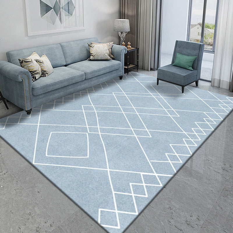 Simple Living Room Rug Multi Colored Geometric Printed Carpet Cotton Blend Non-Slip Easy Care Rug