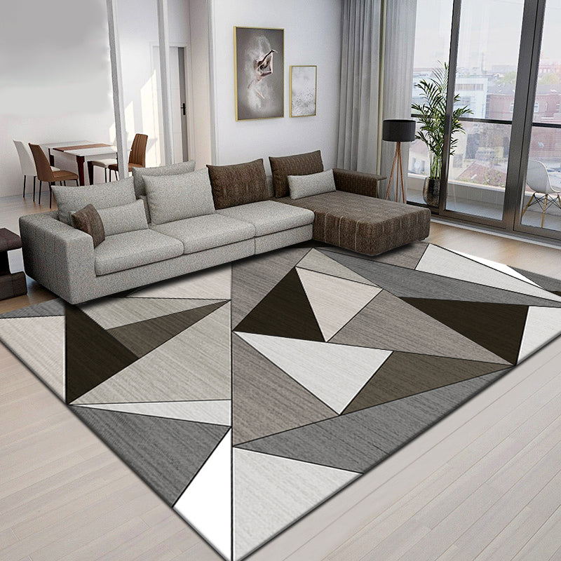 Novelty Parlor Rug Multi Color Geometric Patterned Indoor Rug Cotton Blend Non-Slip Pet Friendly Carpet