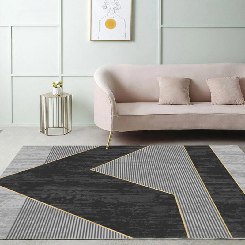 Novelty Parlor Rug Multi Color Geometric Patterned Indoor Rug Cotton Blend Non-Slip Pet Friendly Carpet