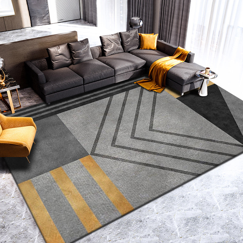 Novelty Parlor Rug Multi Color Geometric Patterned Indoor Rug Cotton Blend Non-Slip Pet Friendly Carpet