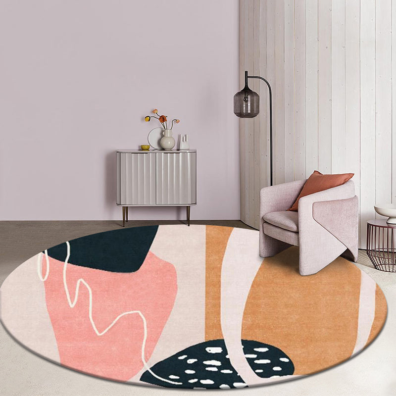 Meerkleurig huisduien moderne kleurblokt tapijt Synthetische synthetische niet-slip achterste wasbaar tapijt