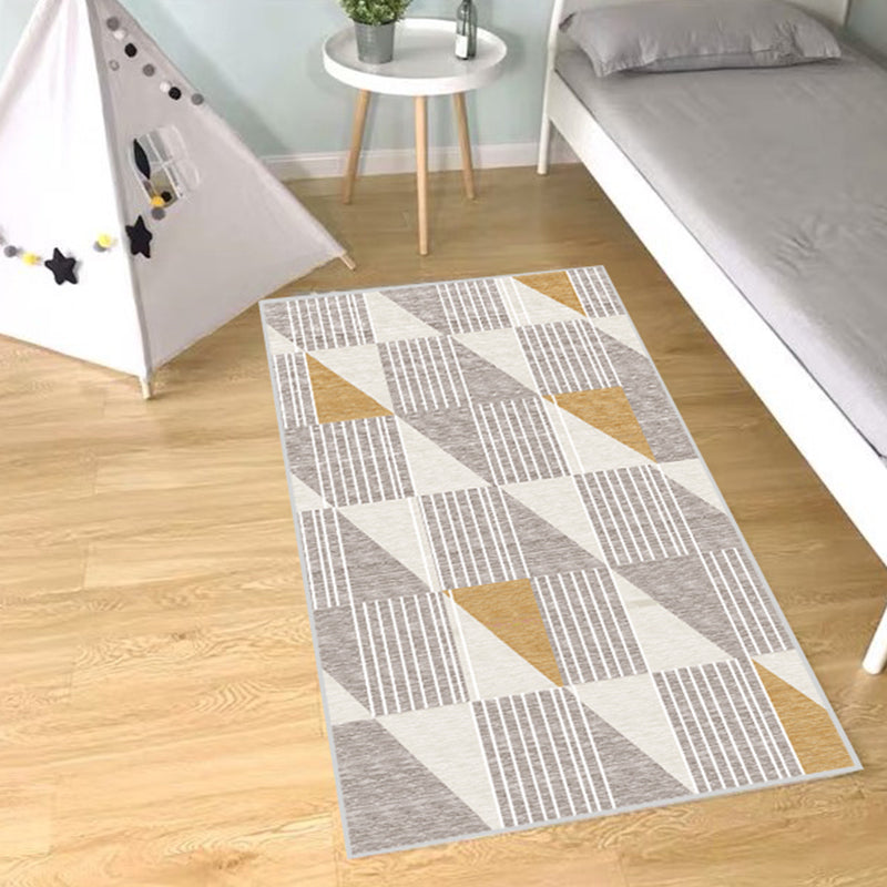 Comfort Bedroom Rug Multi Colored Geometric Printed Area Carpet Polyster Anti-Slip Backing Pet Friendly Rug