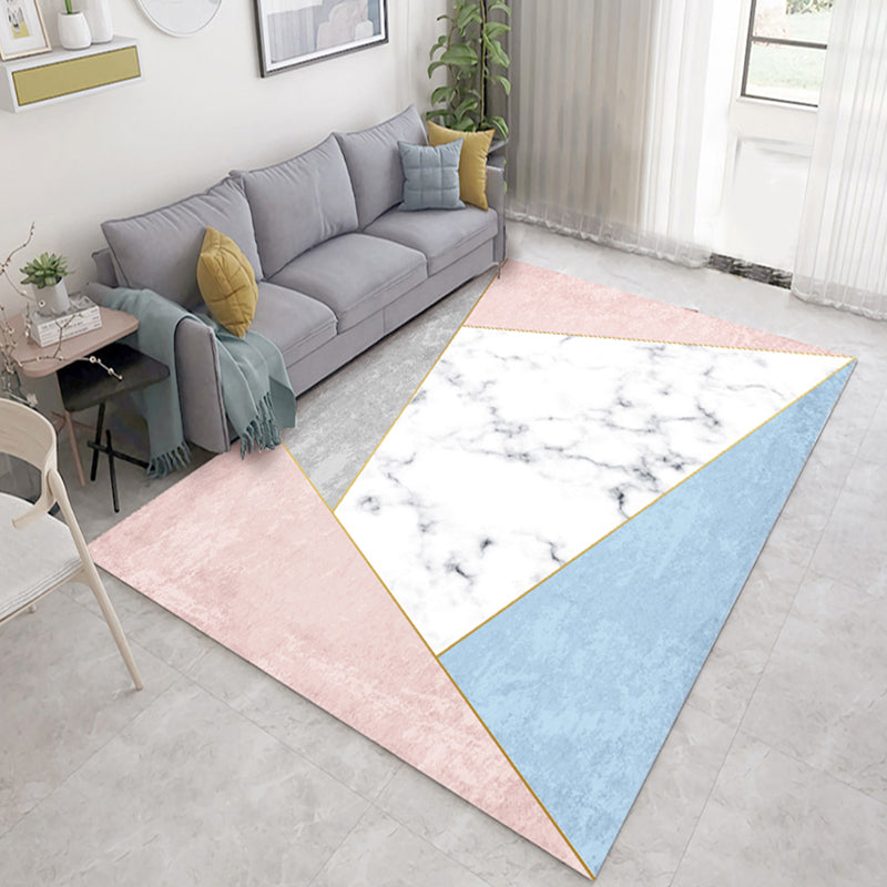Casual Living Room Rug Multi Color Geometric Print Rug Polypropylene Non-Slip Easy Care Indoor Rug