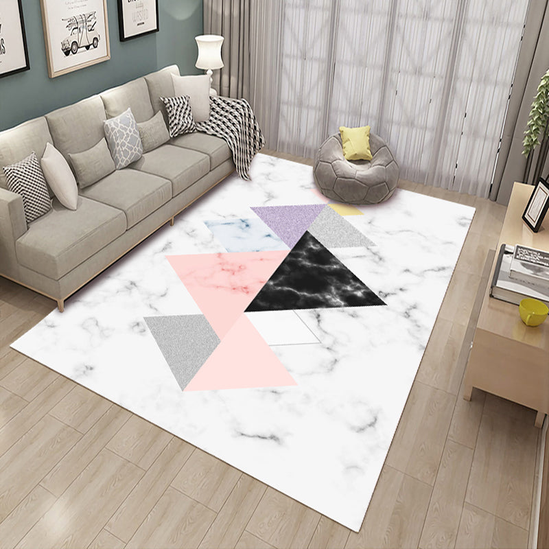Casual Living Room Rug Multi Color Geometric Print Rug Polypropylene Non-Slip Easy Care Indoor Rug