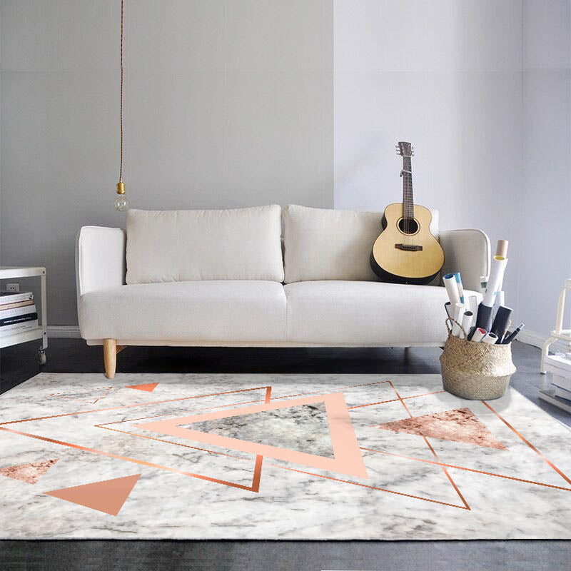 Modern Bedroom Rug Multi-Color Geometric Indoor Rug Pet Friendly Non-Slip Backing Area Carpet
