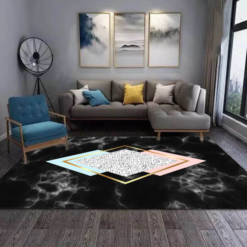 Modern Bedroom Rug Multi-Color Geometric Indoor Rug Pet Friendly Non-Slip Backing Area Carpet