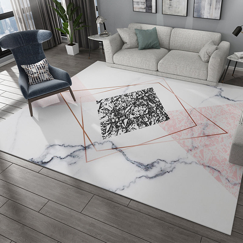 Simple Luxury Rug Multi Colored Geometric Patterned Area Rug Non-Slip Easy Care Carpet for Living Room