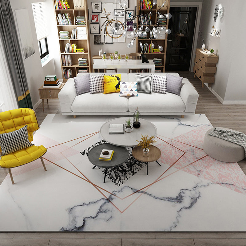 Simple Luxury Rug Multi Colored Geometric Patterned Area Rug Non-Slip Easy Care Carpet for Living Room