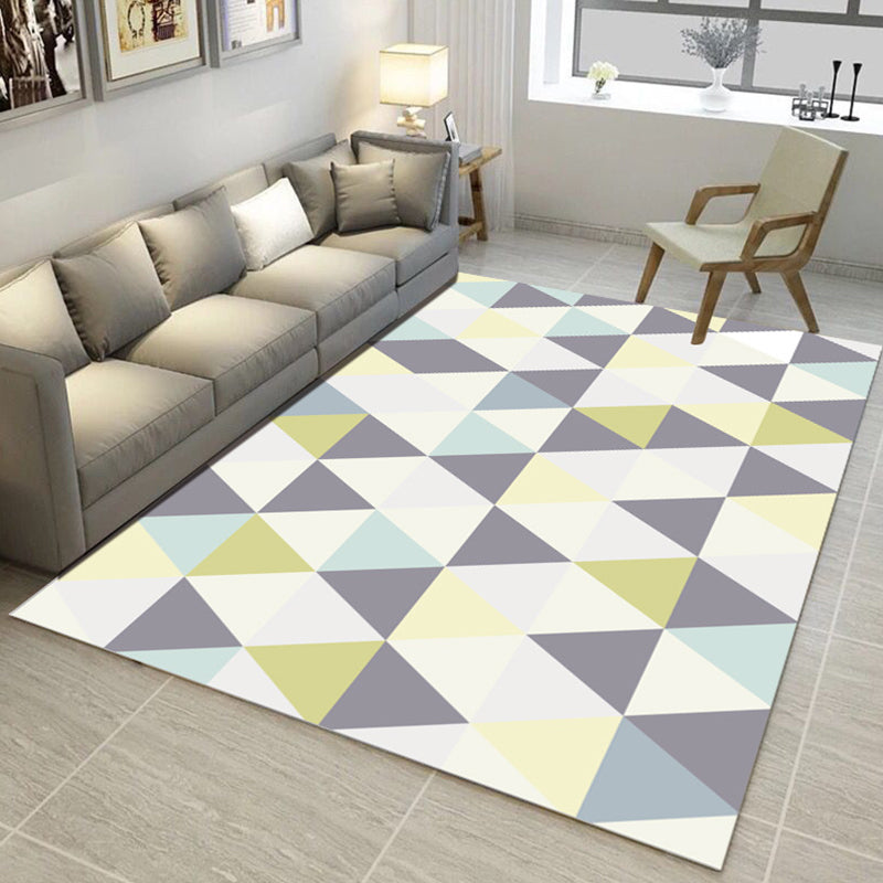 Nordic Living Room Rug Multicolor Geometric Print Area Carpet Synthetics Pet Friendly Easy Care Rug