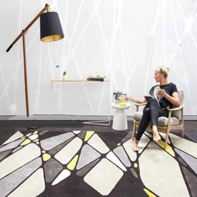 Nordic Living Room Rug Multicolor Geometric Print Area Carpet Synthetics Pet Friendly Easy Care Rug