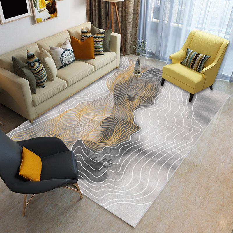 Glam Living Room Rug Multi Colored Abstract Pattern Carpet Synthetics Machine Washable Non-Slip Rug
