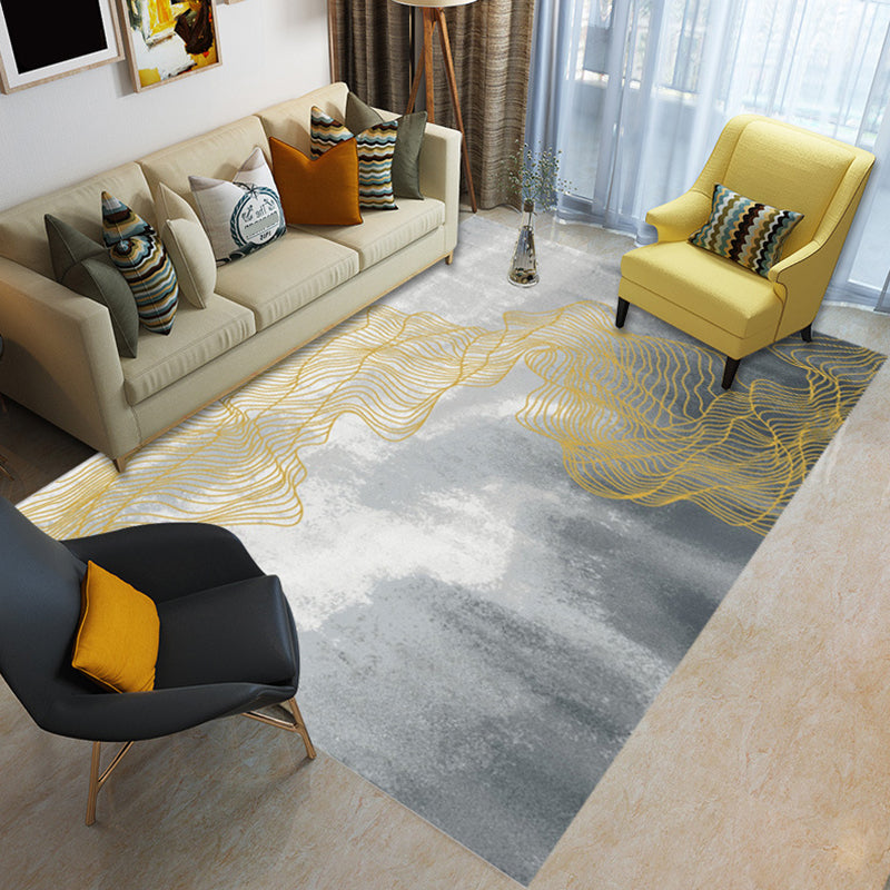 Glam Living Room Rug Multi Colored Abstract Pattern Carpet Synthetics Machine Washable Non-Slip Rug