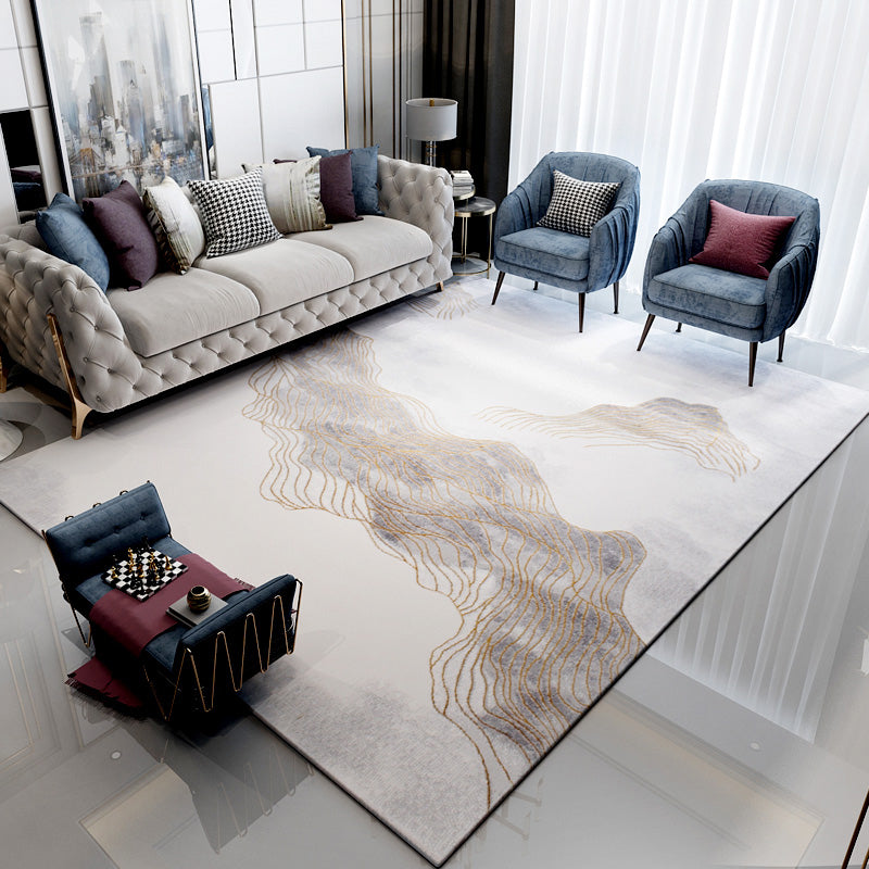 Multi Color Parlor Rug Oriental Stripe Printed Carpet Polypropylene Pet Friendly Stain-Resistant Rug