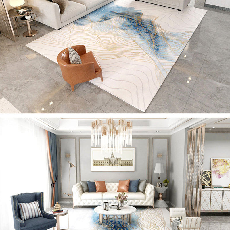 Multi Color Parlor Rug Oriental Stripe Printed Carpet Polypropylene Pet Friendly Stain-Resistant Rug