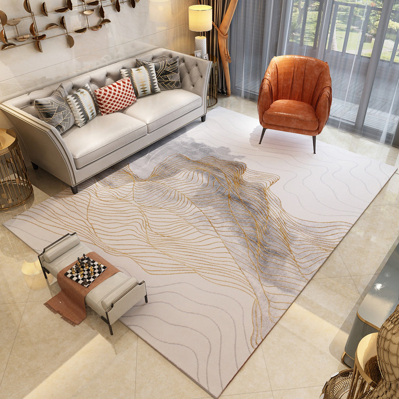 Multi Color Parlor Rug Oriental Stripe Printed Carpet Polypropylene Pet Friendly Stain-Resistant Rug