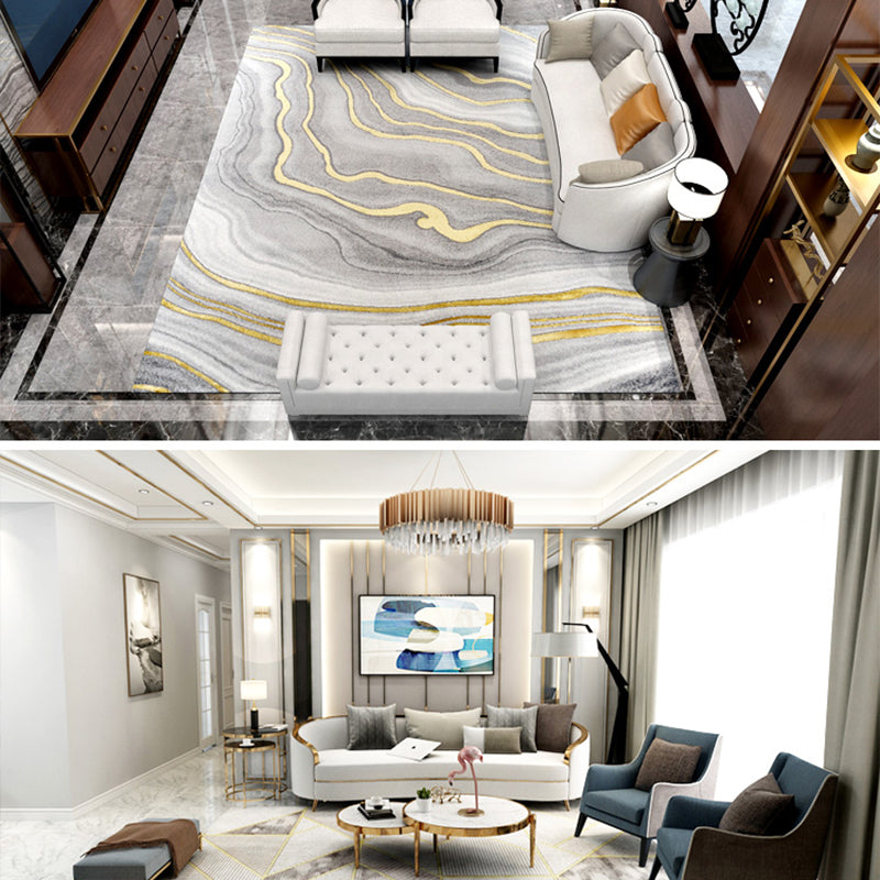 Modern Oriental Print Rug Multi Color Polyster Area Rug Easy Care Pet Friendly Carpet for Living Room