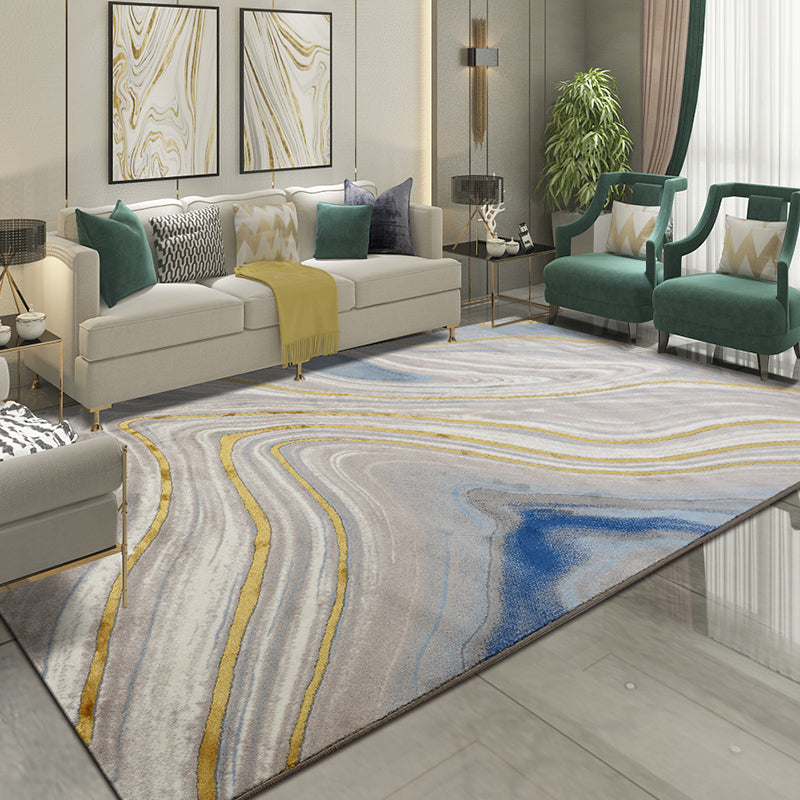 Multi Colored Living Room Rug Nordic Geometric Print Area Rug Polyster Pet Friendly Washable Carpet