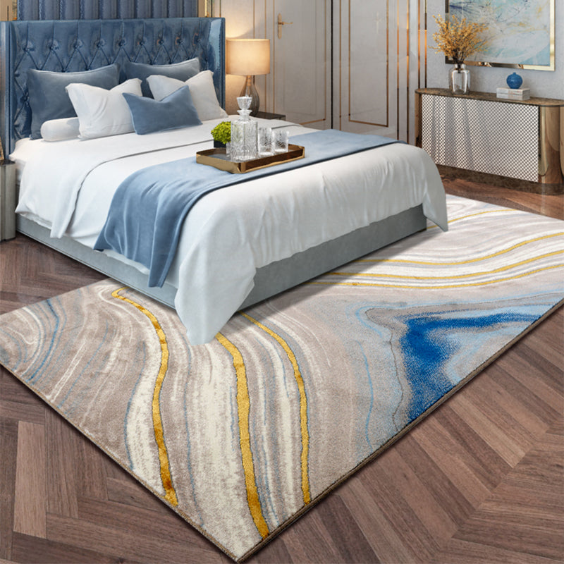 Multi Colored Living Room Rug Nordic Geometric Print Area Rug Polyster Pet Friendly Washable Carpet