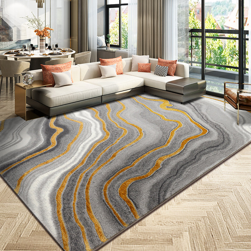 Multi Colored Living Room Rug Nordic Geometric Print Area Rug Polyster Pet Friendly Washable Carpet