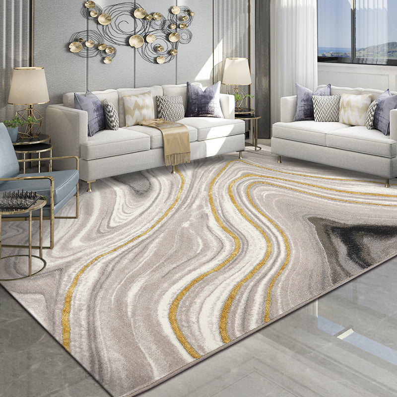 Multi Colored Living Room Rug Nordic Geometric Print Area Rug Polyster Pet Friendly Washable Carpet
