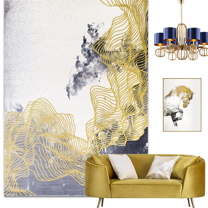 Multi-Color Oriental Print Rug Polyster Simple Area Carpet Pet Friendly Stain-Resistant Rug for Parlor