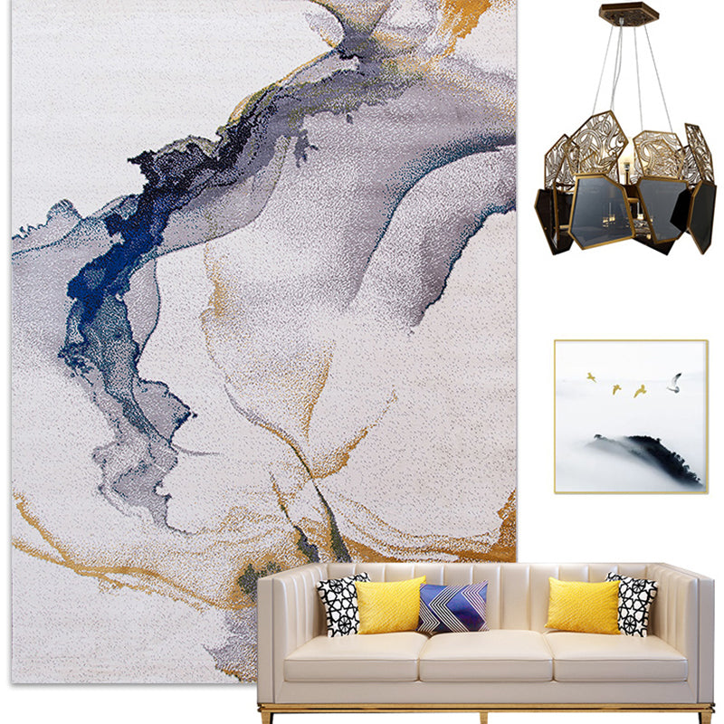 Multi-Color Oriental Print Rug Polyster Simple Area Carpet Pet Friendly Stain-Resistant Rug for Parlor