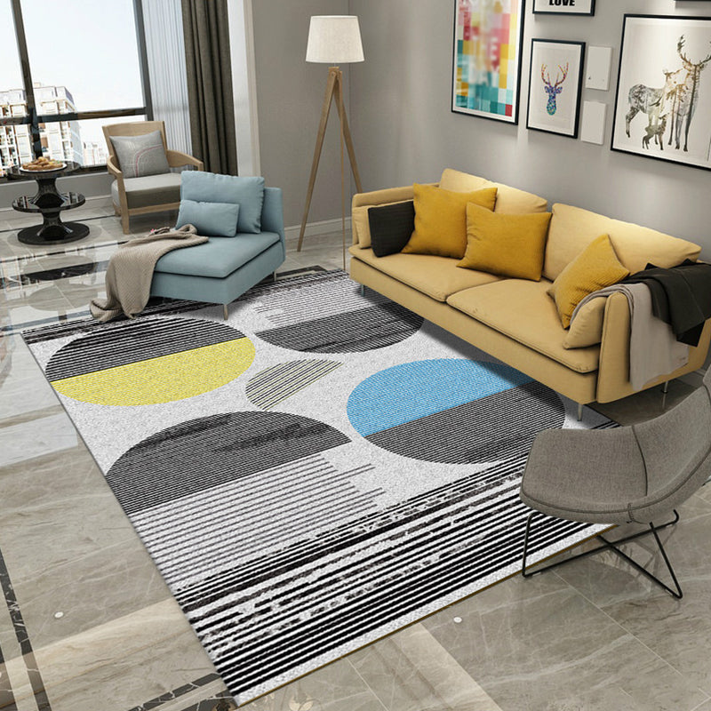 Unique Geometric Rug Multi-Color Modern Area Carpet Polypropylene Non-Slip Backing Easy Care Rug for Parlor