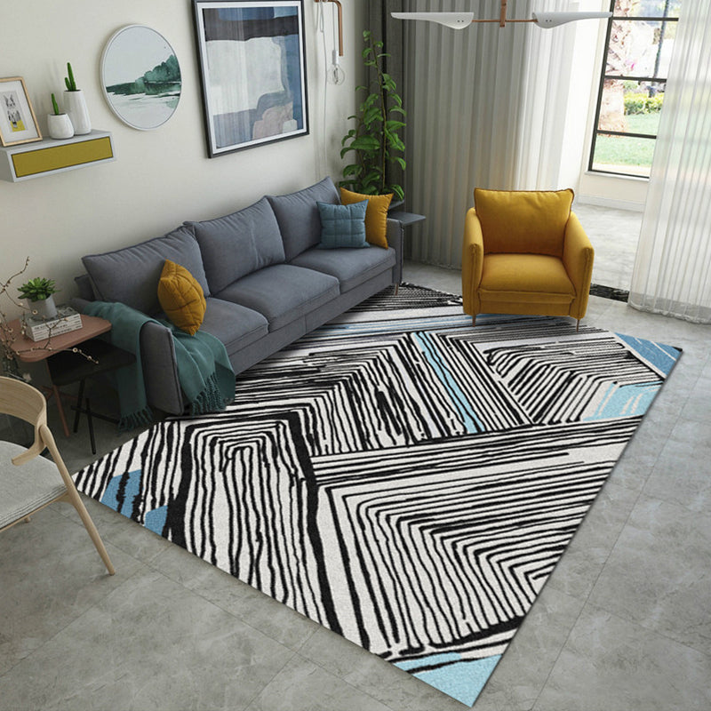 Unique Geometric Rug Multi-Color Modern Area Carpet Polypropylene Non-Slip Backing Easy Care Rug for Parlor