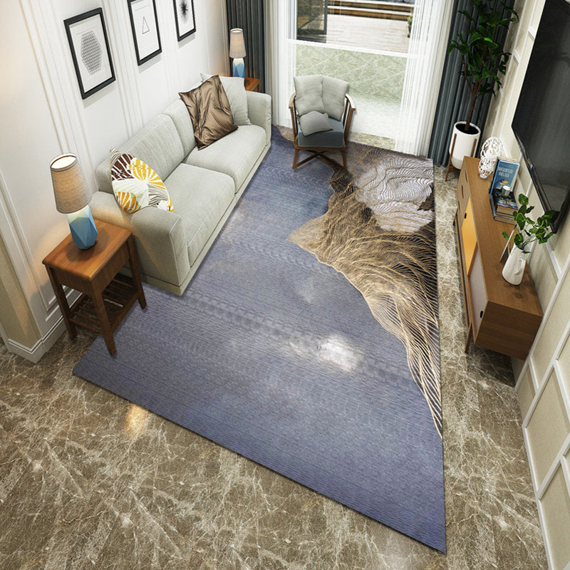 Minimalist Room Rug Multi Colored Oriental Print Area Carpet Polyster Easy Care Machine Washable Indoor Rug