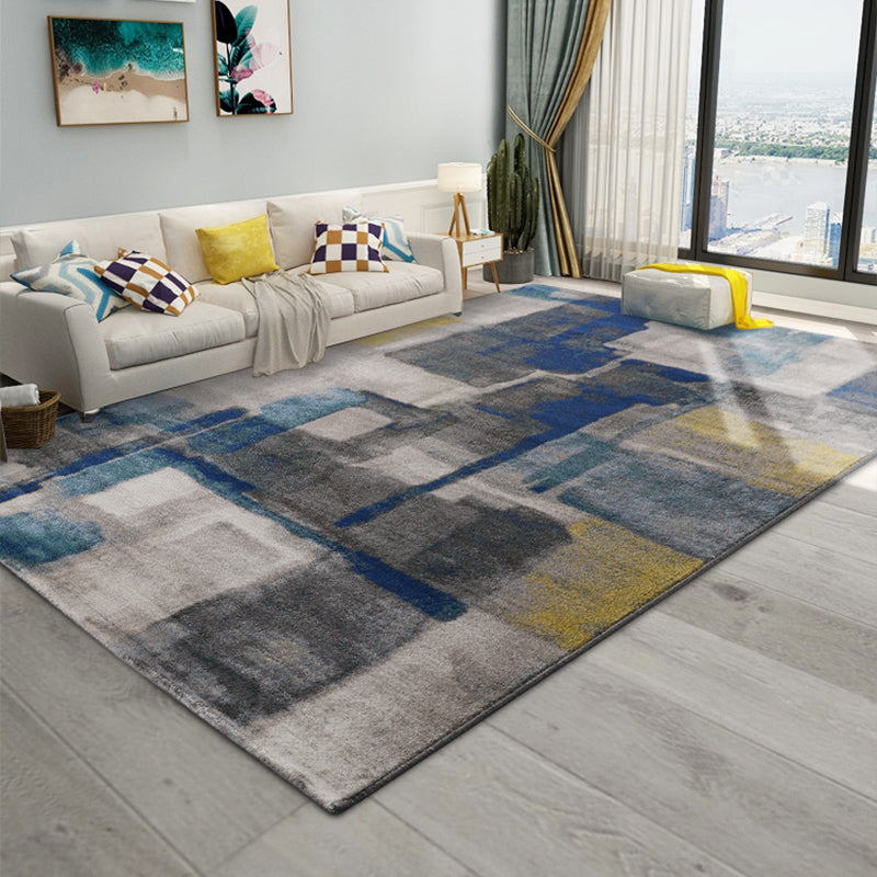 Multi-Colored Abstract Rug Polypropylene Creative Area Rug Pet Friendly Washable Easy Care Carpet for Bedroom