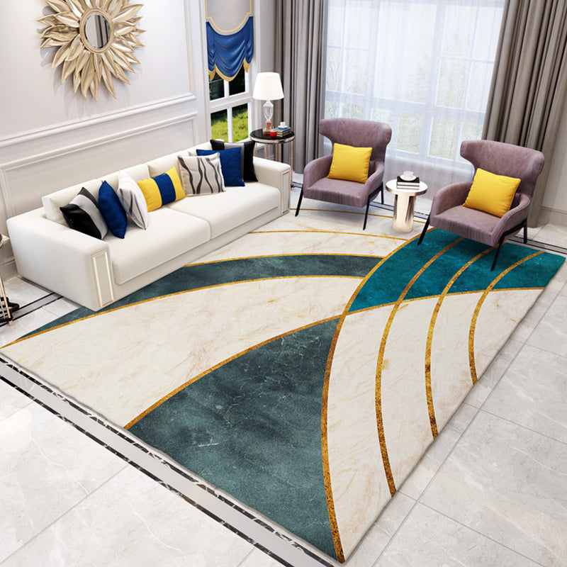 Scandinavian Living Room Rug Multicolor Geometric Pattern Indoor Rug Synthetics Easy Care Machine Washable Carpet
