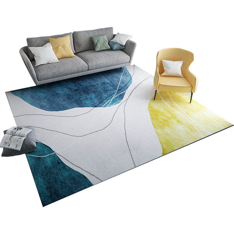 Calming Bedroom Rug Multi-Colored Colorblock Carpet Polyster Easy Care Washable Pet Friendly Indoor Rug