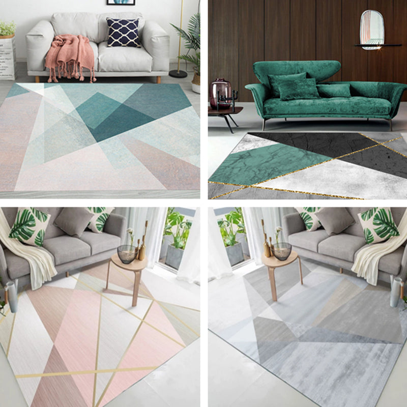 Modern Home Decoration Rug Multicolor Color Block Area Carpet Polyster Non-Slip Backing Washable Rug