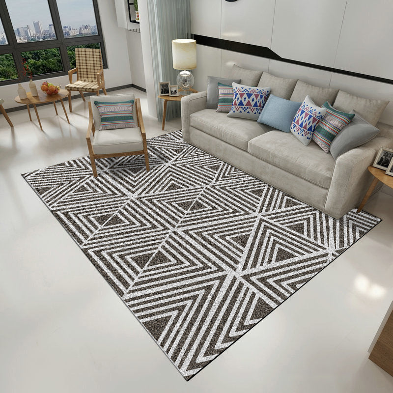 Classic Multi Color Geo Rug Polyster Glam Area Rug Non-Slip Backing Pet Friendly Carpet for Parlor