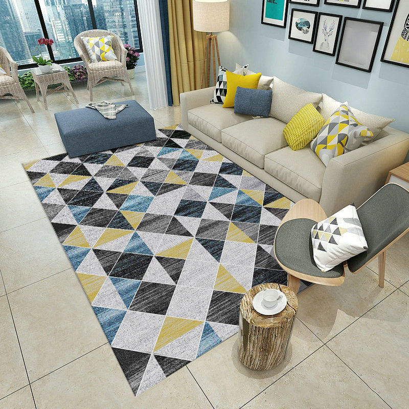 Classic Multi Color Geo Rug Polyster Glam Area Rug Non-Slip Backing Pet Friendly Carpet for Parlor