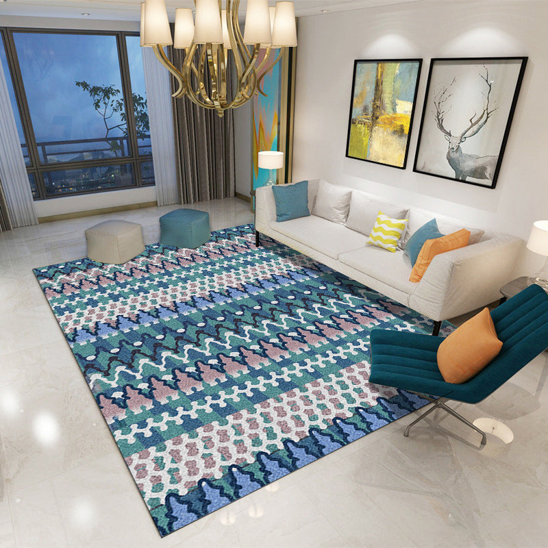 Classic Multi Color Geo Rug Polyster Glam Area Rug Non-Slip Backing Pet Friendly Carpet for Parlor
