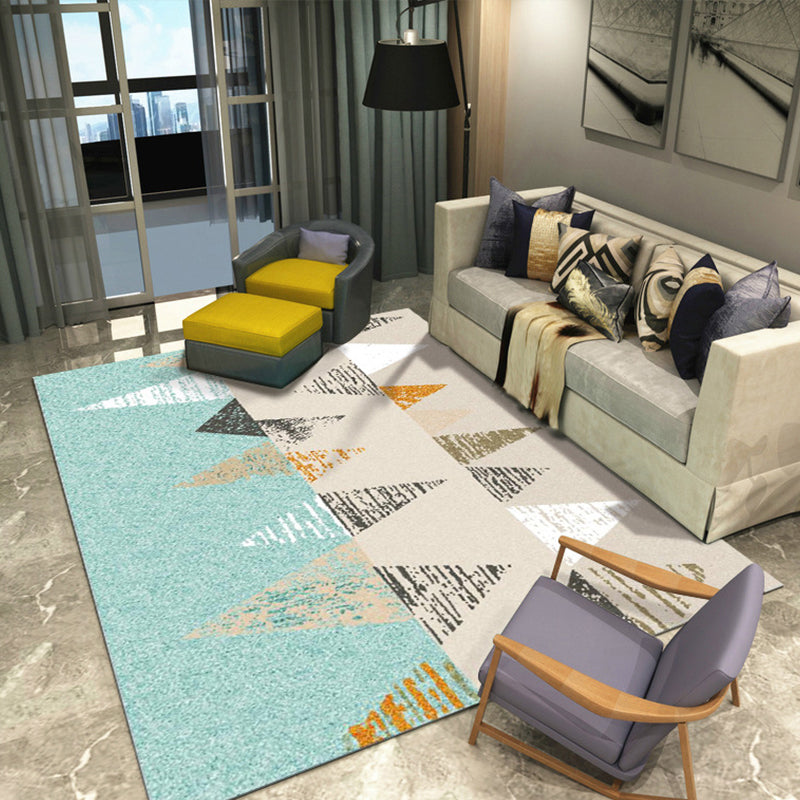 Classic Multi Color Geo Rug Polyster Glam Area Rug Non-Slip Backing Pet Friendly Carpet for Parlor