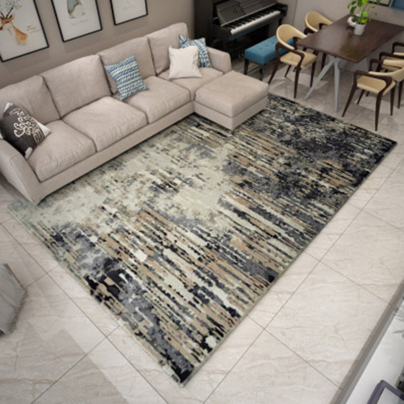 Nordic Living Room Rug Multicolor Abstract Print Area Carpet Polyster Easy Care Machine Washable Indoor Rug